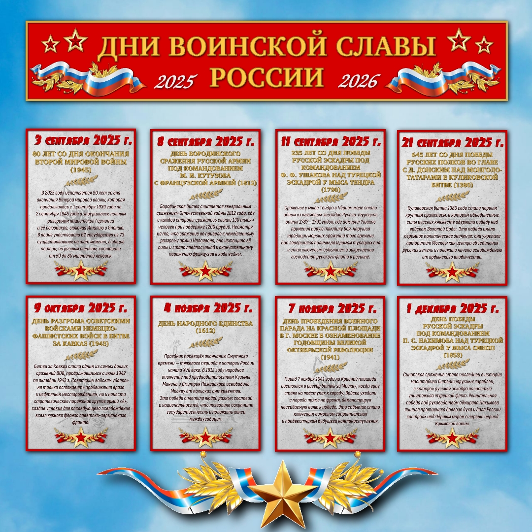 Оформление «Дни воинской славы России»