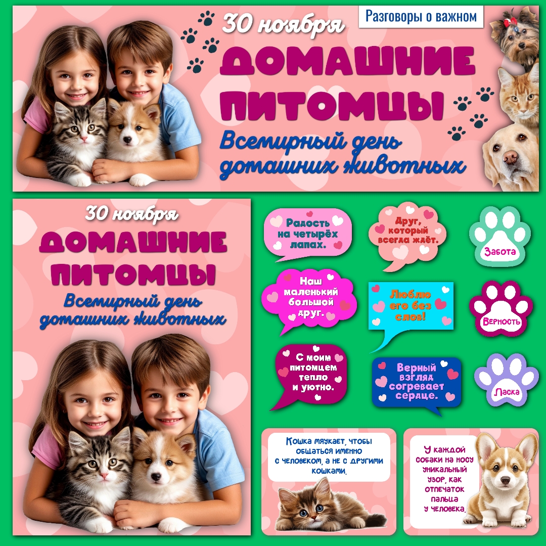Оформление «Домашние питомцы. Всемирный день питомца». Разговоры о важном, 1 декабря.