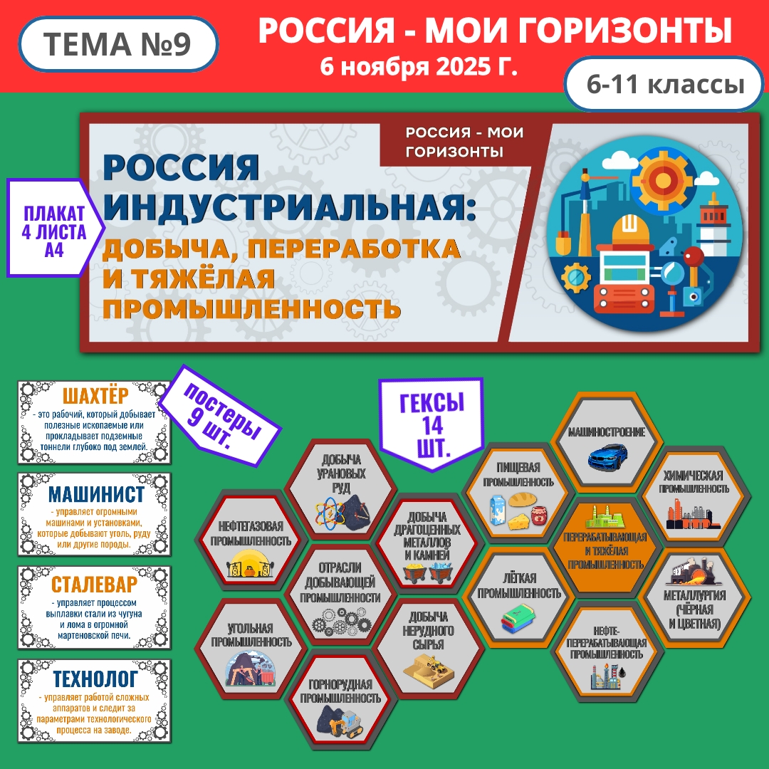 Оформление «Россия индустриальная: добыча, переработка и тяжёлая промышленность». Россия – мои горизонты. 6 ноября.