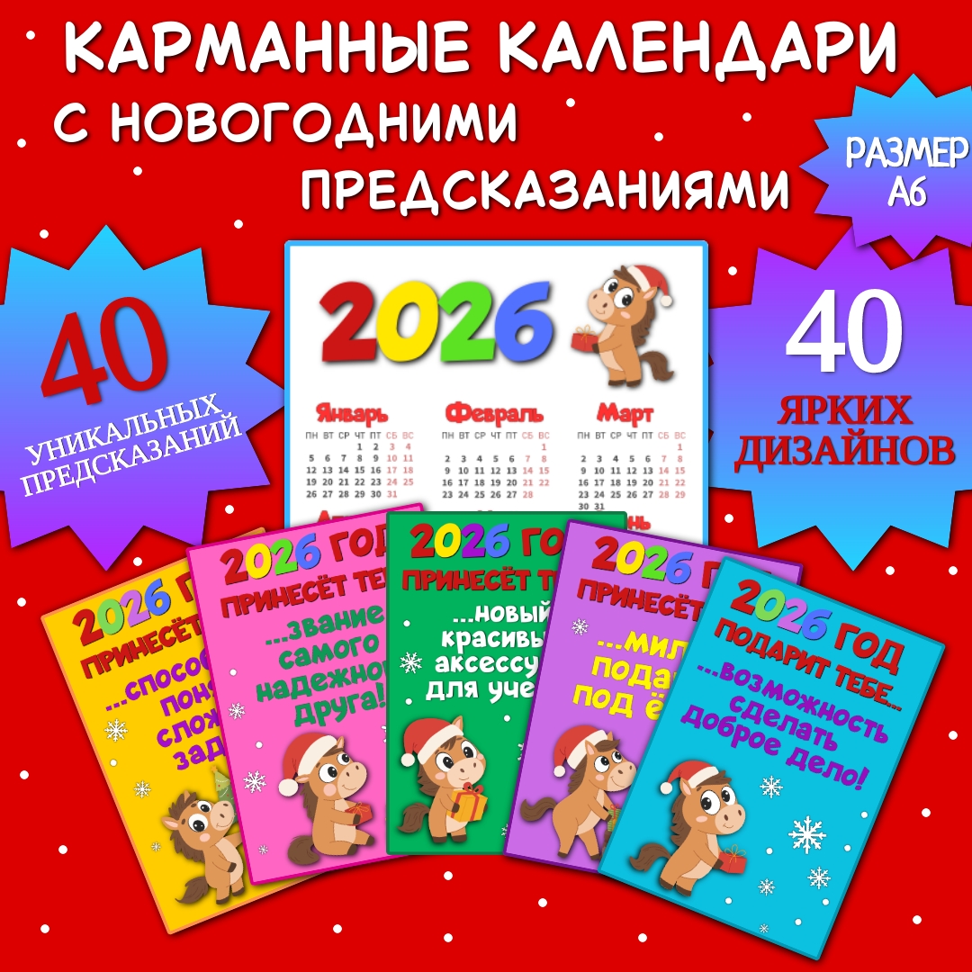 Карманные календарики с предсказаниями на Новый 2026 год