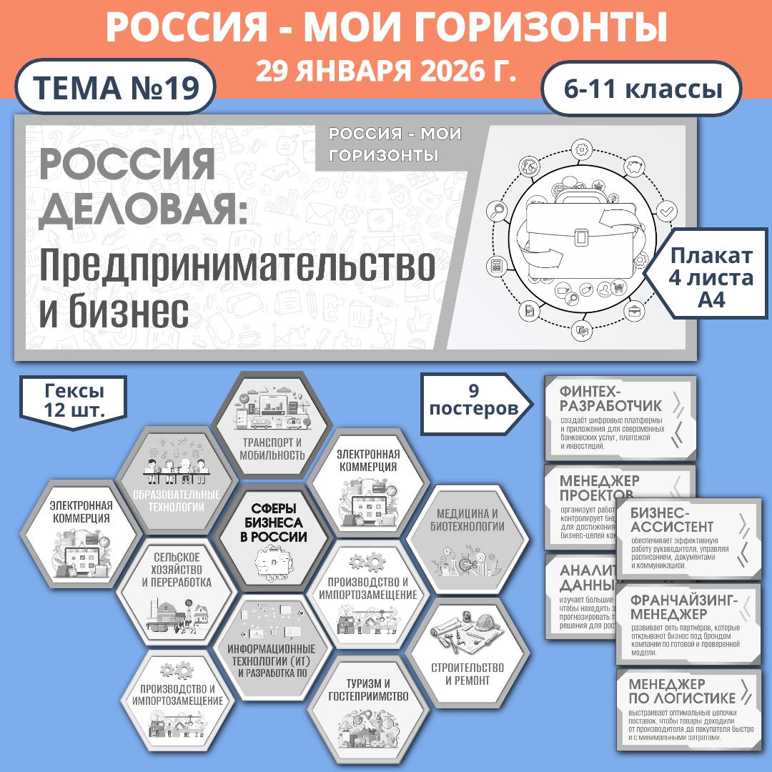 Оформление "Россия деловая: предпринимательство и бизнес", Россия - мои горизонты, 29 января, черно-белая версия.