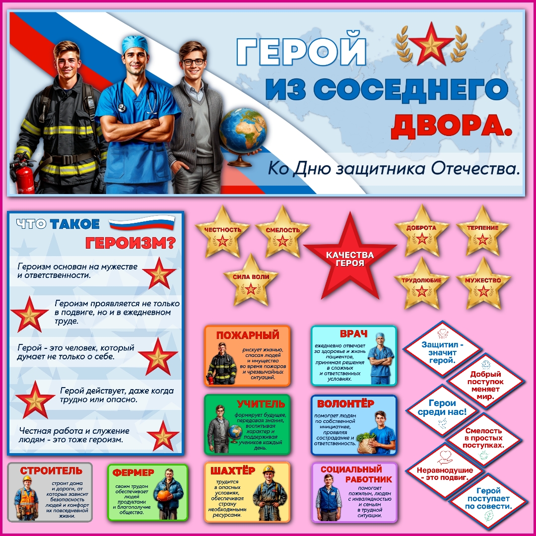 Оформление "Герой из соседнего двора. Региональное занятие ко Дню защитника Отечества". Разговоры о важном, 16 февраля.