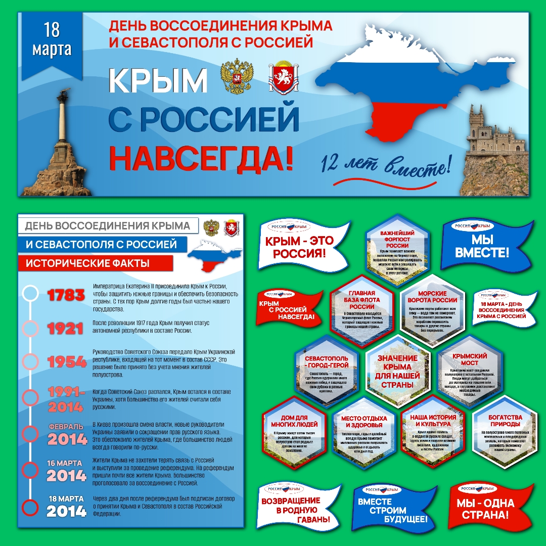 Оформление "День воссоединения Крыма с Россией", 18 марта.