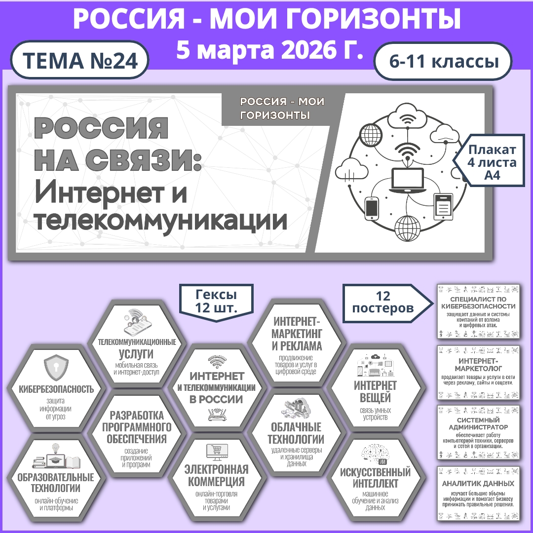 Оформление "Россия на связи: интернет и телекоммуникации", Россия - мои горизонты, 5 марта, черно-белый вариант.