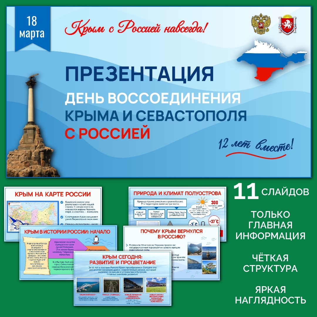 Презентация "День воссоединения Крыма с Россией", 18 марта.
