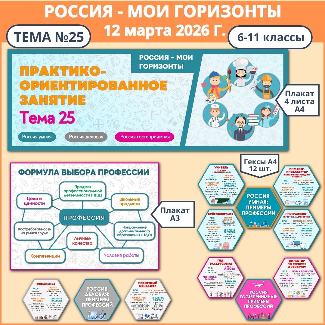 Оформление "Практико-ориентированное занятие, тема 25", Россия - мои горизонты, 12 марта.