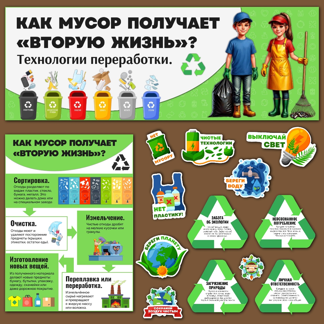 Оформление "Как мусор получает «вторую жизнь»? Технологии переработки". Ко Дню Земли, 22 апреля.