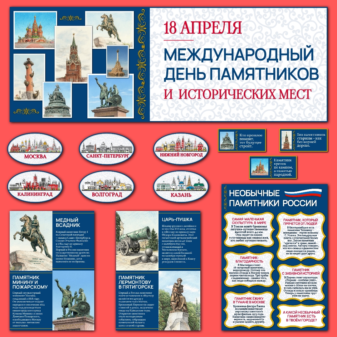 Оформление класса «Международный день памятников и исторических мест», 18 апреля.