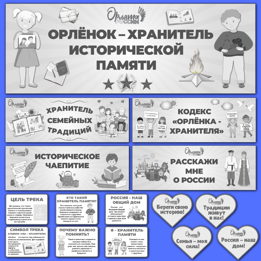Оформление класса «Орлёнок – Хранитель исторической памяти» | Орлята России (8.04–06.05) черно-белый вариант