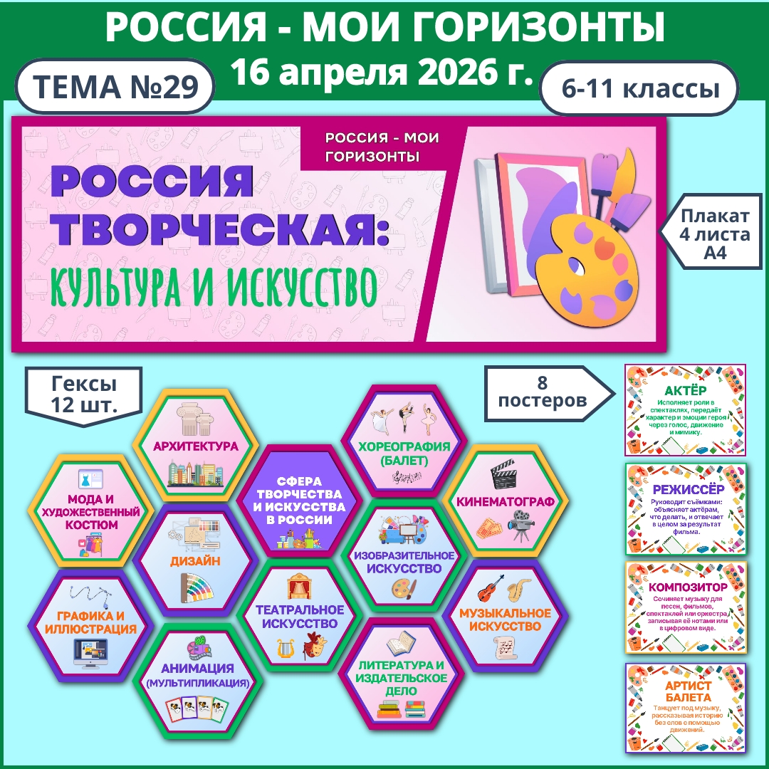 Оформление «Россия творческая: культура и искусство», Россия - мои горизонты, тема 29, 16 апреля.
