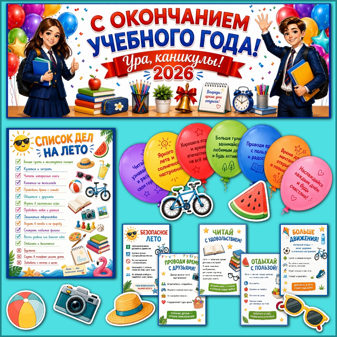Оформление "С окончанием учебного года".