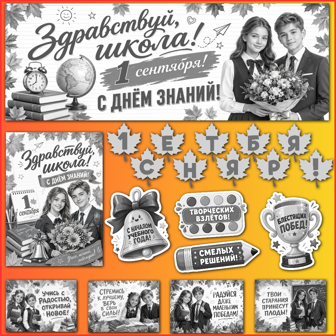 Оформление к 1 сентября, черно-белый вариант