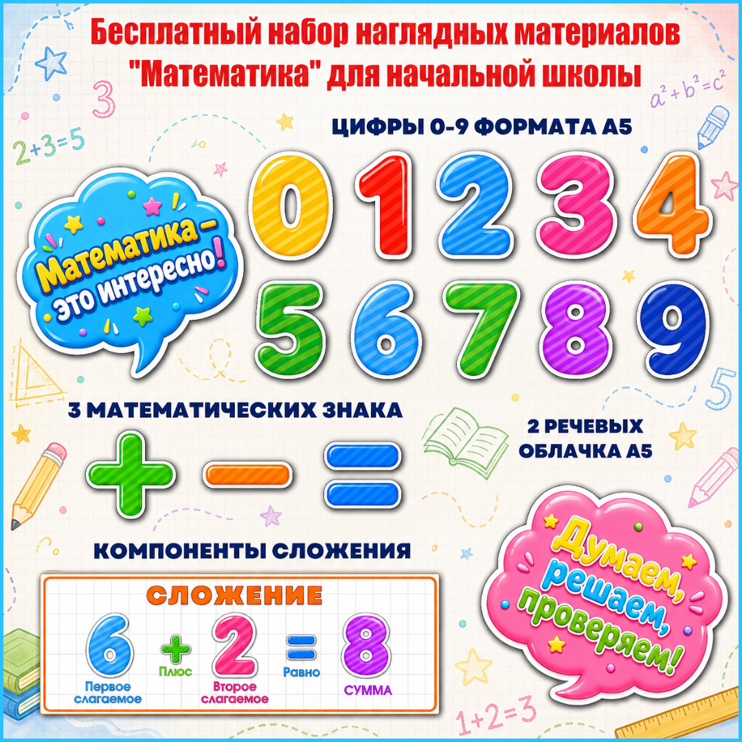 Бесплатный набор наглядных материалов «Математика» для начальной школы