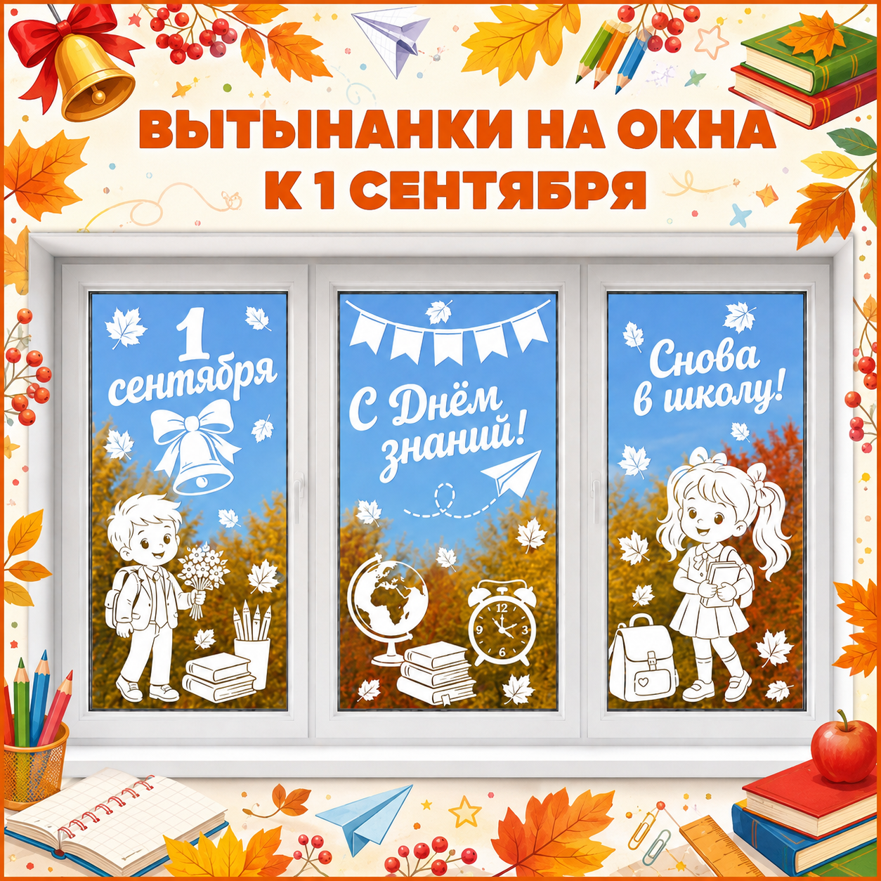 Вытынанки на окна «1 сентября»