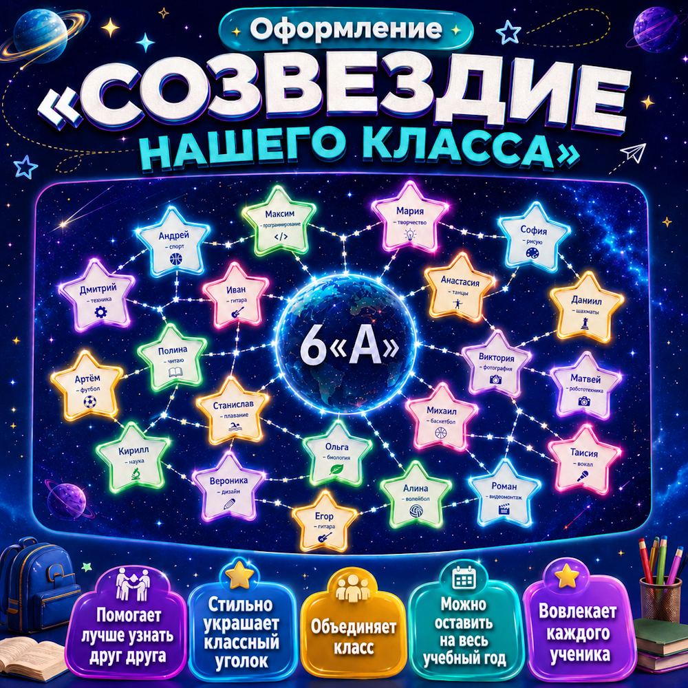 Оформление "Созвездие нашего класса" для средней школы