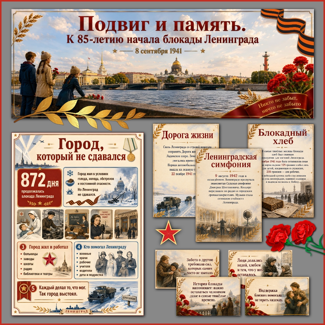 Оформление «Подвиг и память» к 85-летию начала блокады Ленинграда, Разговоры о важном 7 сентября 2026