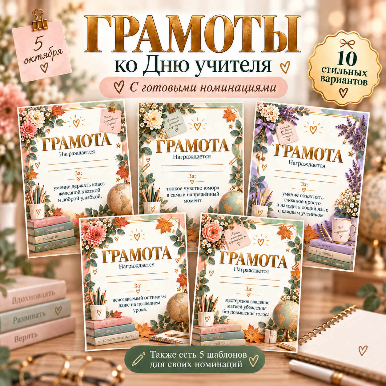 Грамоты ко Дню учителя 5 октября