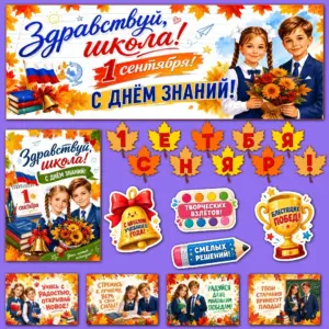 Плакаты и декор «1 сентября. С Днём знаний!» для школы и класса.