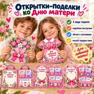 Открытки-поделки ко Дню матери для занятий в школе и творческих мастер-классов.