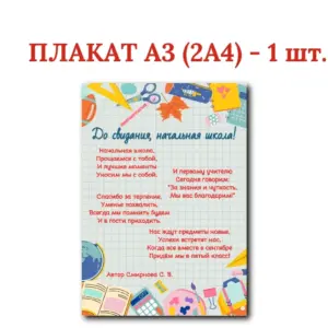 Оформление доски «До свидания, начальная школа»: праздничные плакаты для класса.