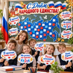 Оформление класса и фотозоны ко Дню народного единства 4 ноября своими руками.