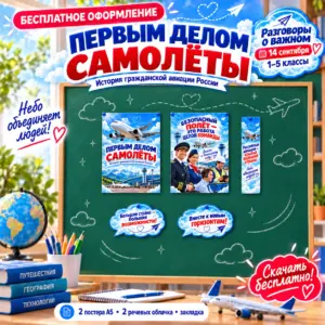 Бесплатное оформление к Разговорам о важном 14 сентября «Первым делом самолёты».