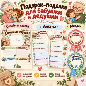 Подарок-поделка ко Дню бабушек и дедушек: набор для творческого задания.