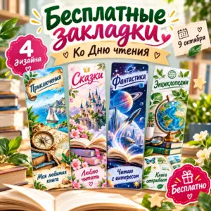 Бесплатные закладки ко Всероссийскому дню чтения, 9 октября.