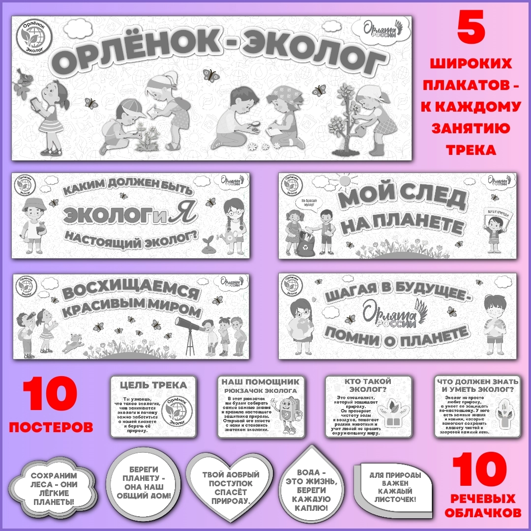 Чёрно-белое оформление класса к треку «Орлёнок-Эколог» программы «Орлята России».
