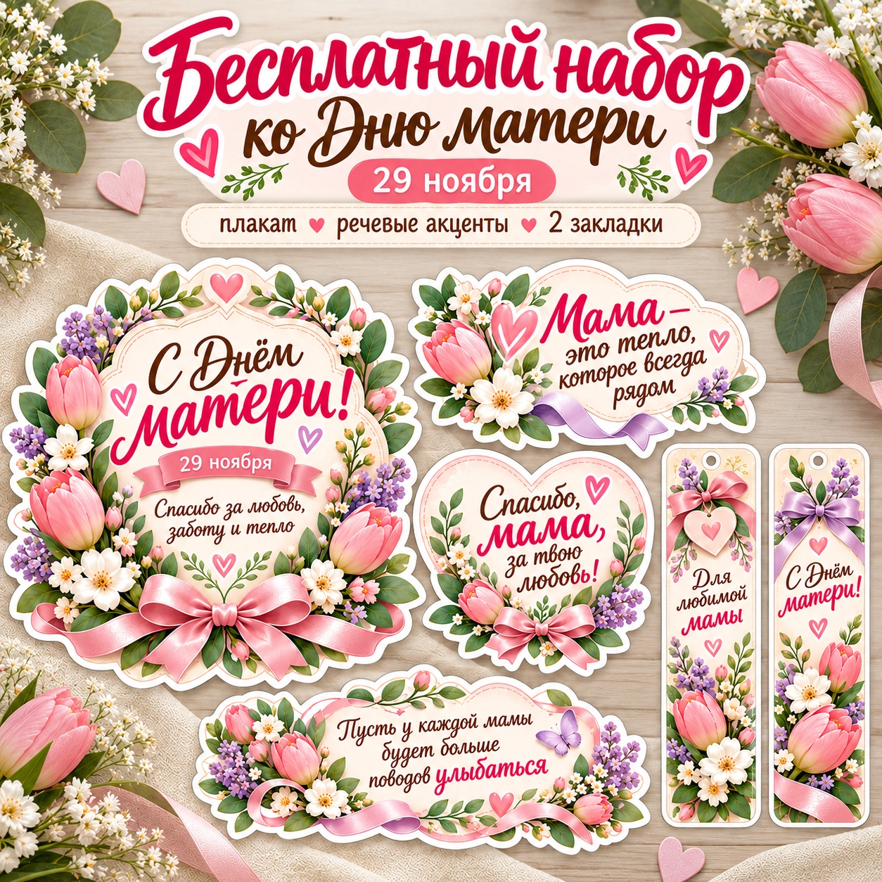 Бесплатное оформление ко Дню матери 29 ноября для школы и класса.
