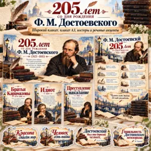Оформление к 205-летию со дня рождения Ф. М. Достоевского для школы и класса.