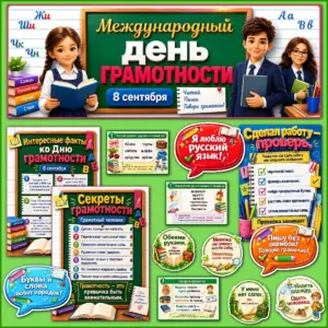 Оформление к Международному дню грамотности 8 сентября: 50 плакатов для школы.