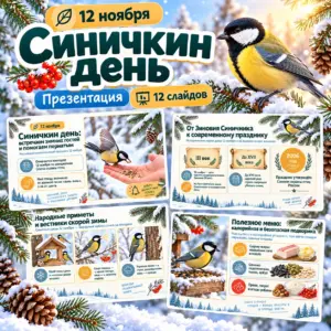 Презентация Синичкин день 12 ноября для школы. Материал о зимующих птицах.