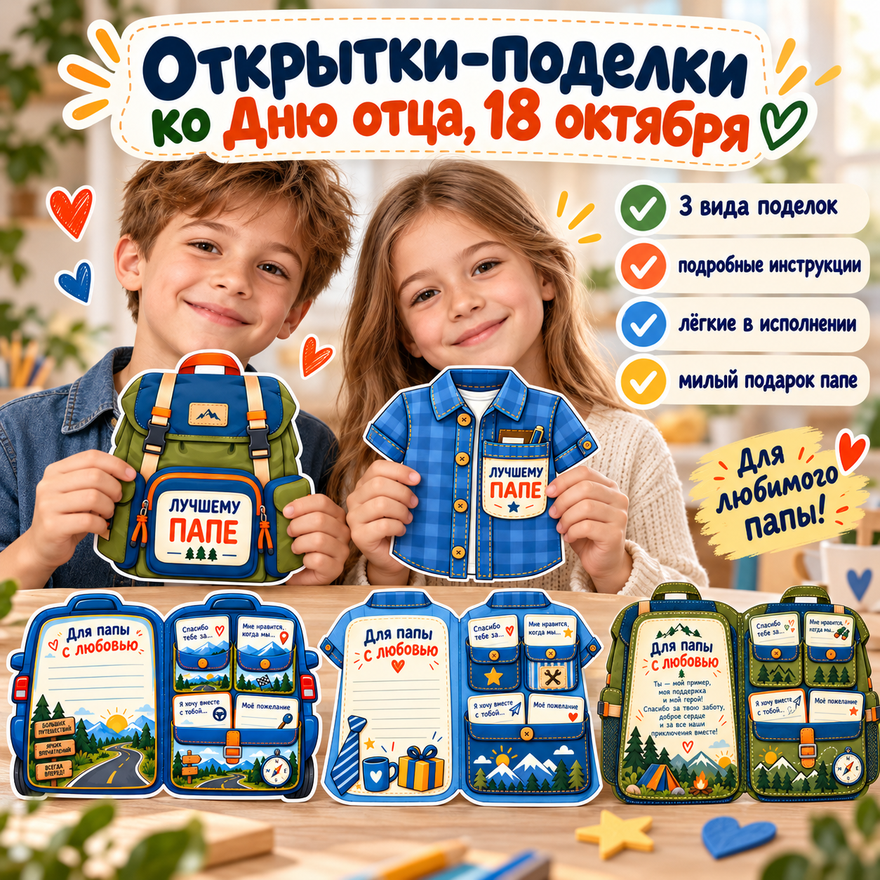 Открытки-поделки ко Дню отца, 18 октября